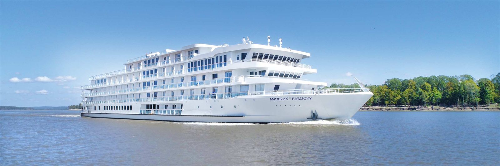 Modern American riverboat cruising on a U.S. river
